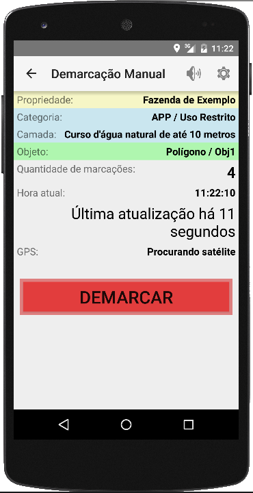 Tela de Demarcação Manual